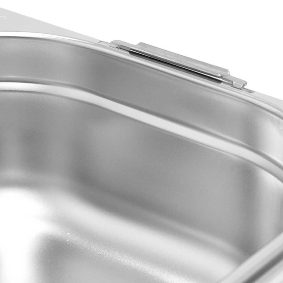Stalgast Edelstahl Gastronormbehälter Serie STANDARD, GN 1/2 (100mm), mit Fallgriffen