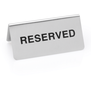 Was Germany Hinweisschild "Reserved" Set, 10 x 5 x 5 cm, Set á 12 Stück, Chromnickelstahl