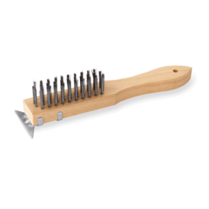 Was Germany Reinigungsbürste, mit Schaber, 28 cm, mit Stahlborsten 3 cm, Holz, Stahl