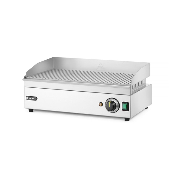 Hendi Grillplatte gerillt, Kitchen Line, 220-240V/2400W, 527x404x(H)233mm
