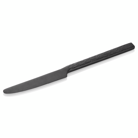 Was Germany Menümesser Set SLATE, 22,5 cm, mit schwarzer PVD Beschichtung, Oberfläche in Schiefer-Optik, Set á 12 Stück, Chromstahl 13/0