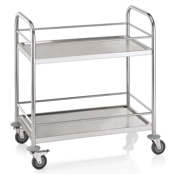 Was Germany Servierwagen CARGO mit Reling, 2 Borden, 85 x 53 x 95 cm, Edelstahl