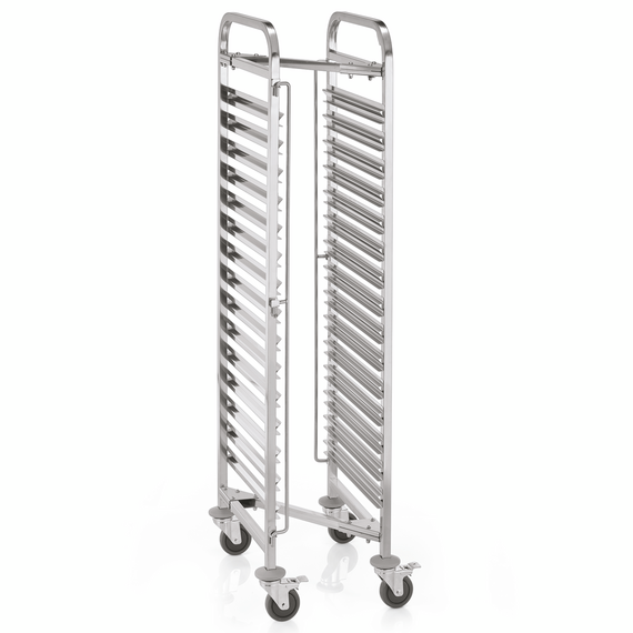Was Germany Regalwagen CANTINA GN 1/1, Z-Form, für 15 Behälter/ 30 Tabletts, 55 x 38 x 171 cm, Chromnickelstahl