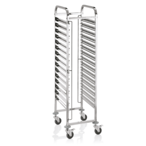 Was Germany EN Regalwagen CANTINA für 15 bis 30 Euronorm Tabletts, 55 x 42,5 x 174 cm, Chromnickelstahl
