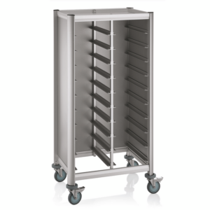 Was Germany Tablettwagen SINGLE GN 1/1 MENSA, für 2x10 Tabletts, silber, 80 x 60 x 165 cm, MDF/Aluminium