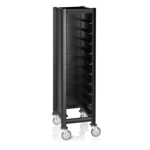 Was Germany Tablettwagen SINGLE GN 1/1 MENSA BLACK, für 10 Tabletts, schwarz, 60 x 44,5 x 165 cm, MDF/Aluminium