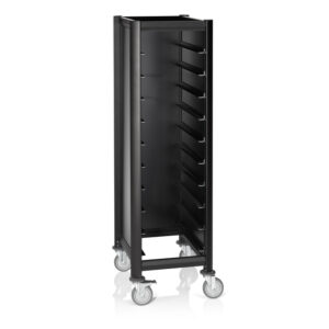 Was Germany EN Regalwagen SINGLE MENSA BLACK, für 10 EN Tabletts, schwarz, 60 x 50 x 165 cm, MDF/Aluminium