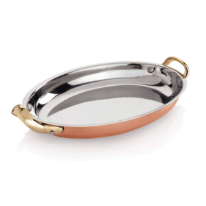 Steel & Style Servierpfanne AMBER, 25 x 18 x 3,5 cm, 1 ltr., Kupfer, Messing, Chromnickelstahl