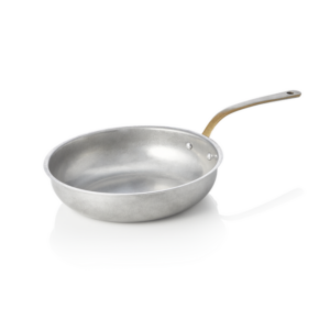 Steel & Style Servierpfanne VINTAGE, mit Messinggriff, Ø 18 cm, 690 ml, Chromnickelstahl