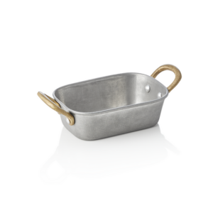 Steel & Style Servierpfanne VINTAGE, mit 2 Messinggriffen, 13 x 8,5 x 3,5 cm, 230 ml, Chromnickelstahl