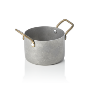 Steel & Style Serviertopf, mit 2 Messinggriffen, 310 ml, Ø 9 cm, vintage, Messing, PVD, Chromnickelstahl