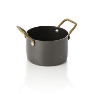 Steel & Style Serviertopf, mit 2 Messinggriffen, 310 ml, Ø 9 cm, schwarz, Messing, PVD, Chromnickelstahl