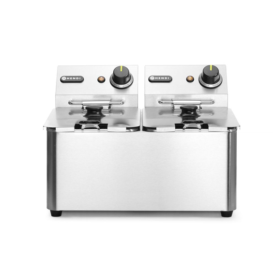 Hendi Fritteuse, 2 x 4 l, Kitchen Line, 8L, 230V/6000W, 470x380x(H)315mm