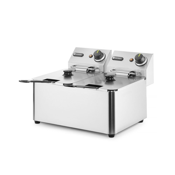 Hendi Fritteuse, 2 x 4 l, Kitchen Line, 8L, 230V/6000W, 470x380x(H)315mm
