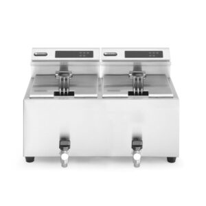 Hendi Friteuse Profi Line digital- mit Ablasshahn 2 x 8 l, Profi Line, 16L, 230V/7000W, 605x515x(H)350mm
