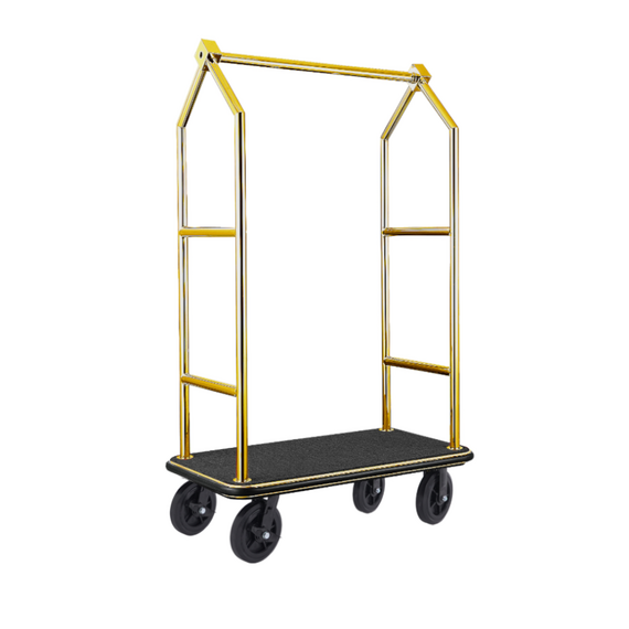 Was Germany Gepäckwagen VOYAGER, 112 x 65 x 190 cm, titanium gold, schwarzer Teppich, Chromnickelstahl 18/8