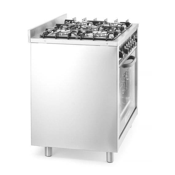 Hendi Gasherd - 5 Kochfelder mit Elektroofen, Kitchen Line, Silber, 230V/2900W, 14,3kW, 900x653x(H)900mm