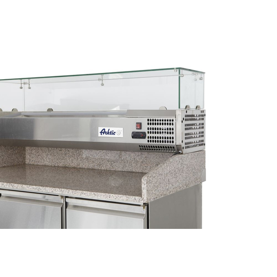 Arktic Pizzatisch, dreitürig mit Aufsatzkühlvitrine 380+40L, 254L, 230V/400W, 1400x700x(H)1491mm