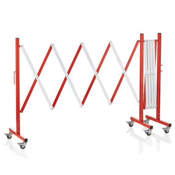 Was Germany Mobile Scherensperre mit 6 Rollen, 400 x 100 cm, rot/weiß, Aluminium