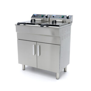 Maxima Gastro Fritteuse - 2 x 16 l - 2 Körbe - mit Ablasshahn und Ständer - 230V