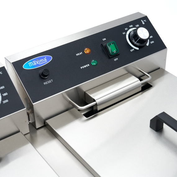 Maxima Gastro Fritteuse - 2 x 16 l - 2 Körbe - mit Ablasshahn und Ständer - 230V