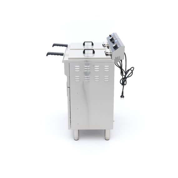 Maxima Gastro Fritteuse - 2 x 16 l - 2 Körbe - mit Ablasshahn und Ständer - 230V