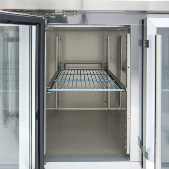 Maxima Gastro Kühltisch - 223 cm - 4 Glastüren