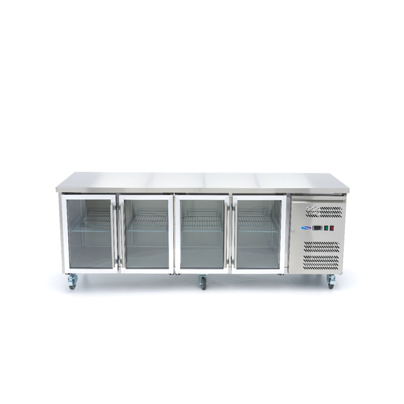 Maxima Gastro Kühltisch - 223 cm - 4 Glastüren