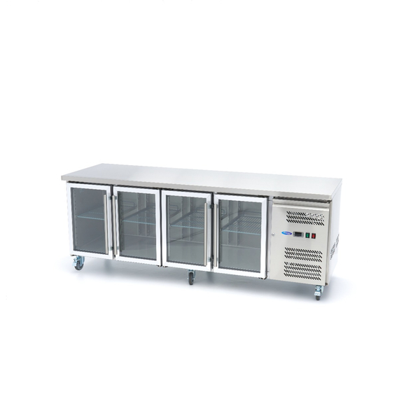 Maxima Gastro Kühltisch - 223 cm - 4 Glastüren