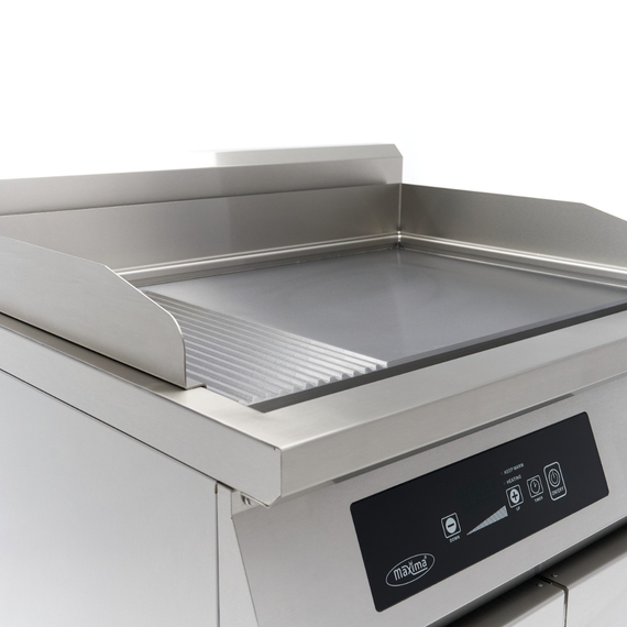 Maxima Gastro Induktions-Grillplatte 700 - Glatt & Gerillt - 10.000 W - Doppel - Mit Untergestell