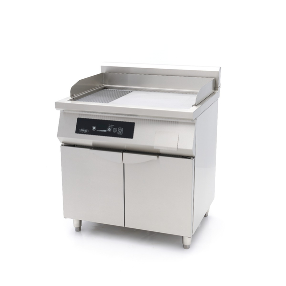 Maxima Gastro Induktions-Grillplatte 700 - Glatt & Gerillt - 10.000 W - Doppel - Mit Untergestell