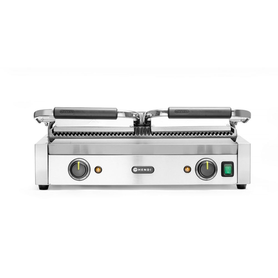Hendi Kontaktgrill - Doppelversion, gerillte Ausführung, oben und unten gerillt, 230V/3600W, 570x375x(H)216mm