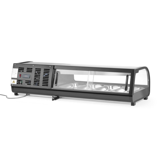 Arktic Sushi-Vitrine, Im Lieferumfang enthalten: 4x GN 1/3 (H) 40 mm., GN 1/3, Schwarz, 220-240V/190W, 1177x426x(H)296mm