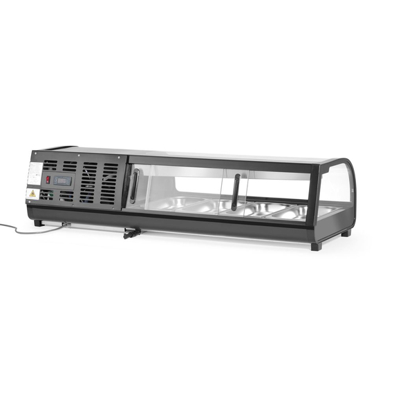 Arktic Sushi-Vitrine, Im Lieferumfang enthalten: 4x GN 1/3 (H) 40 mm., GN 1/3, Schwarz, 220-240V/190W, 1177x426x(H)296mm