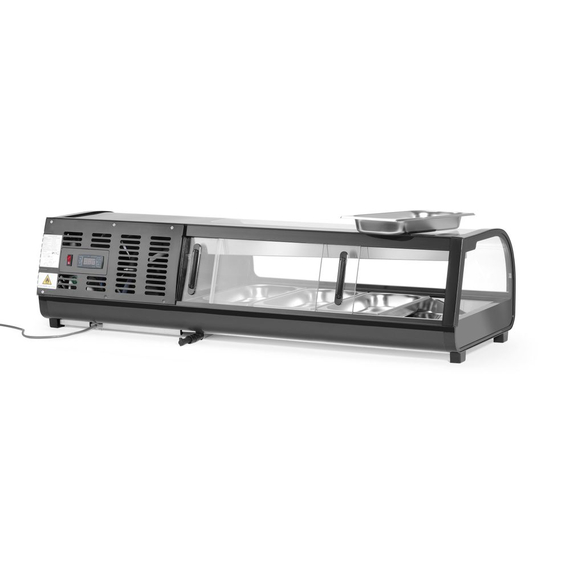 Arktic Sushi-Vitrine, Im Lieferumfang enthalten: 4x GN 1/3 (H) 40 mm., GN 1/3, Schwarz, 220-240V/190W, 1177x426x(H)296mm