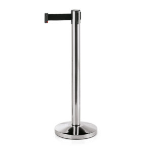 Was Germany Abgrenzungspfosten Set LIGHTFLEX, hochglanzpoliert, 200 cm, schwarzes Gurtband, Set á 2 Stück, Edelstahl