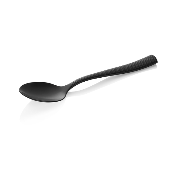 Was Germany Menülöffel Set ONYX SHADOW, 20 cm, strukturierte Oberfläche, PVD Beschichtung schwarz, Set á 12 Stück, Chromnickelstahl 18/10