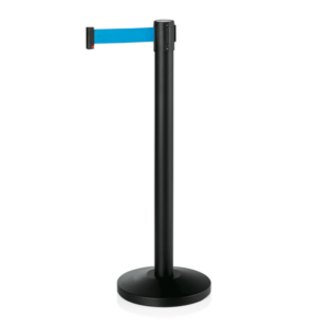 Was Germany Abgrenzungspfosten Set LIGHTFLEX, schwarz, 200 cm, blaues Gurtband, pulverbeschichtet, Polyesterfaser, Set á 2 Stück, Stahl