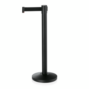 Was Germany Abgrenzungspfosten Set LIGHTFLEX, schwarz, 200 cm, schwarzes Gurtband, pulverbeschichtet, Polyesterfaser, Set á 2 Stück, Stahl