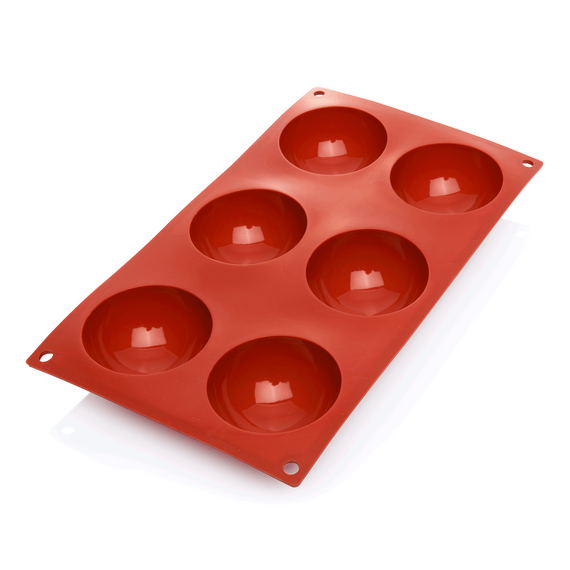 Was Germany Halbkugel BAKEFLEX, 6 Formen, Ø 7 cm, rot, Silikon