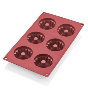 Was Germany Gugelhupf BAKEFLEX, 6 Formen, Ø 6,5 cm, rot, Silikon