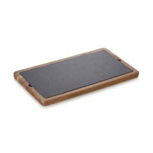 Was Germany Servierbrett SLATE & SERVE, 35 x 20 x 1,5 cm, Akazienholz, Naturschiefer