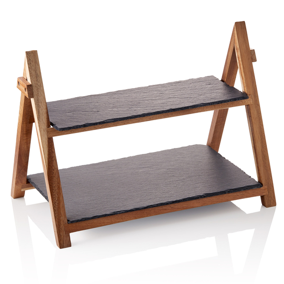 Was Germany Serviergestell SLATE LINE, 2-stufig, Höhe 30 cm, Naturschiefer, Holz