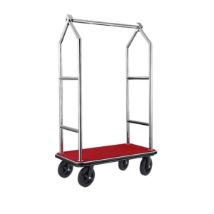 Was Germany Gepäckwagen VOYAGER, 112 x 65 x 190 cm, gebürstet, roter Teppich, Chromnickelstahl 18/8