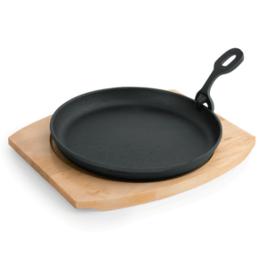 Was Germany Servierpfanne IRON DINING, mit Holzuntersetzer, Ø 22 cm, Höhe 2,5 cm, Gusseisen, Holz
