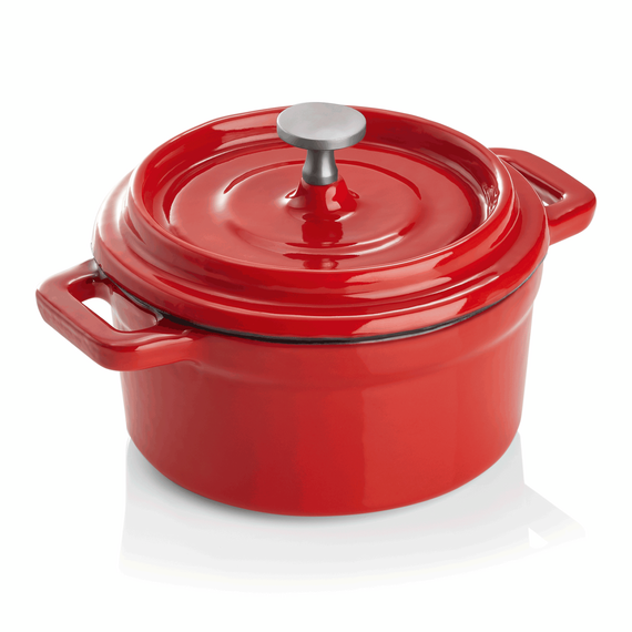 Was Germany Cocotte, Ø 10 cm, Höhe 6,5 cm, rot, Gusseisen, Edelstahl, emailliert