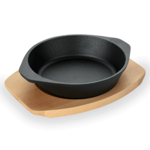 Was Germany Servierpfanne IRON DINING, mit Holzuntersetzer, Ø 18 cm, Höhe 4,5 cm, Gusseisen, Holz