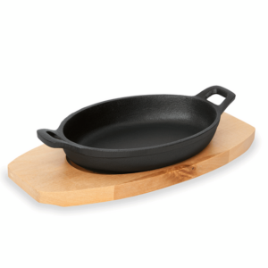 Was Germany Servierpfanne IRON DINING, mit Holzuntersetzer, 24 x 17,5 x 5 cm, Gusseisen, Holz