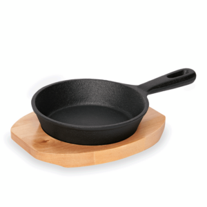 Was Germany Mini Servierpfanne IRON DINING, mit Holzuntersetzer, Ø 13 cm, Höhe 3,5 cm, Gusseisen, Holz