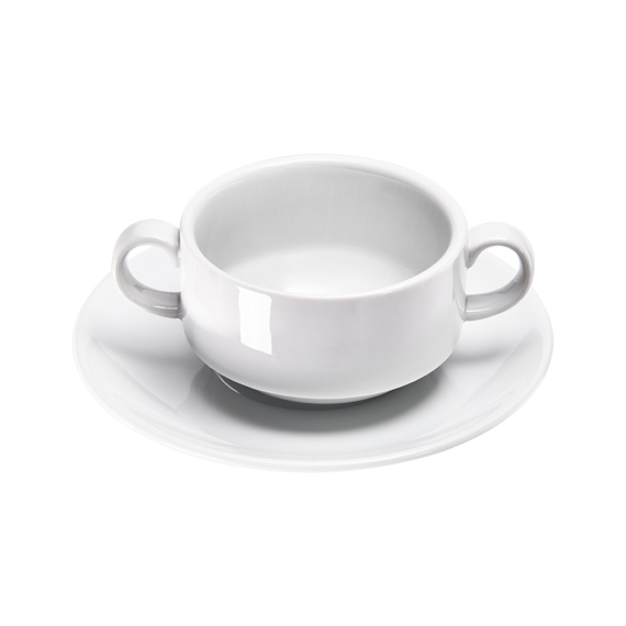 Suppen-Obertasse, groß, reinweißes Hotelporzellan, Serie Isabell, Stalgast, 380 ml